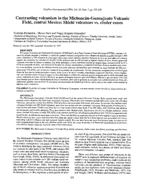 (PDF) Contrasting volcanism in the Michoacán-Guanajuato Volcanic Field, central Mexico: Shield ...