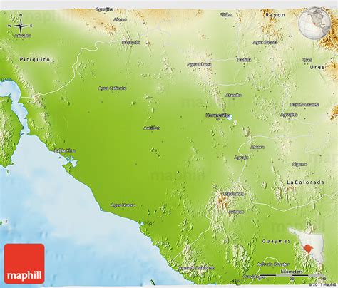 Physical 3D Map of Hermosillo