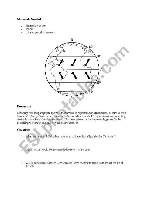 Global Wind Patterns Worksheet | Worksheet for Education