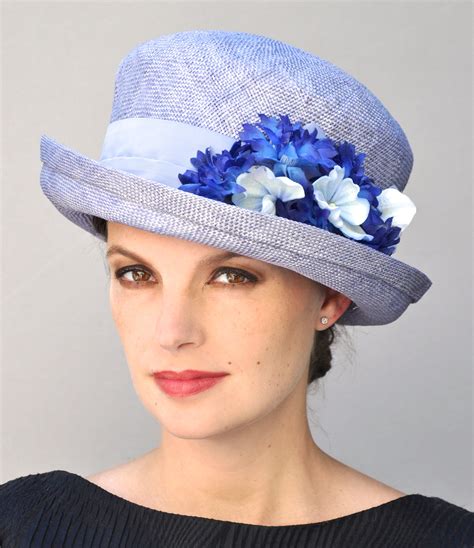 Women's Blue Hat, Ladies Blue Hat, Wedding Hat, Tea Party Hat, Garden ...