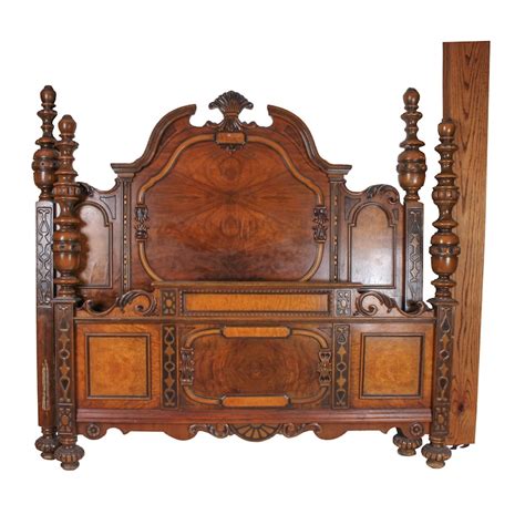 Antique Burl Wood Eastlake Style Bed Frame (Full Size) | EBTH