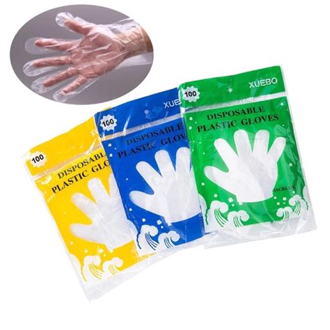 100Pcs Eco-friendly Disposable Gloves One-off Plastic Gloves | Shopee ...