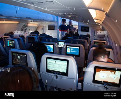 interior of Air Transat Airbus A320 over Atlantic Ocean Stock Photo - Alamy