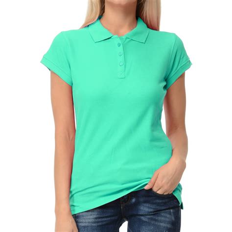 Basico - Basico Mint Green Polo Collared Shirts For Women 100% Cotton ...