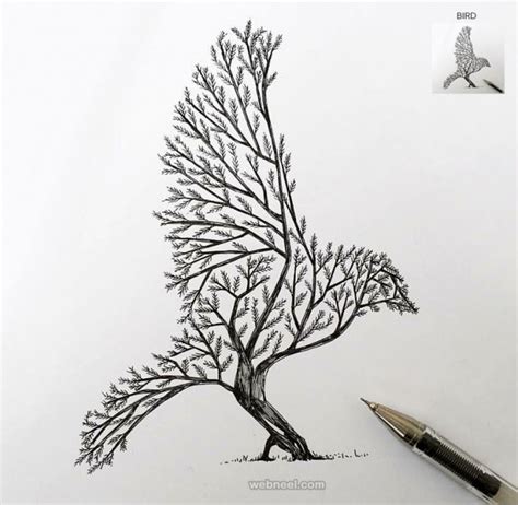 Tree Drawing Bird Tattoo By Alfredbasha 1