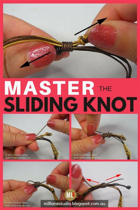 How to Tie a Sliding Knot | Jewelry knots, Bracelet crafts, Leather ...