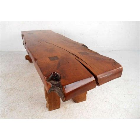 Mid-Century Rustic Wood Slab Coffee Table | Chairish
