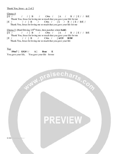 Thank You Jesus Chords PDF (Sean Swanson) - PraiseCharts