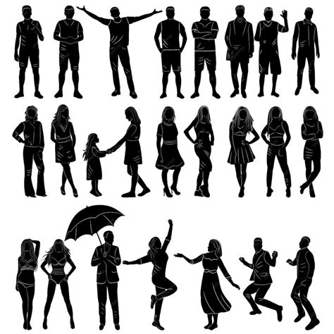 Premium Vector | Silhouette set of people black isolated vector