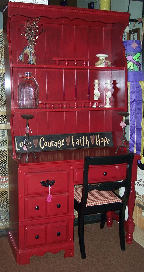 old desk hutch repainted in red Painted Furniture, Furniture Refinishing, Furniture Ideas, Pic ...