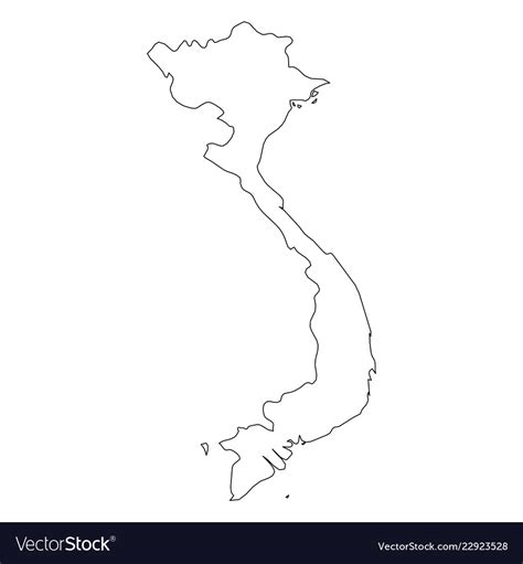 Vietnam - solid black outline border map Vector Image