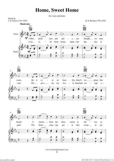 Bishop - Home, Sweet Home sheet music for piano, voice or other instruments