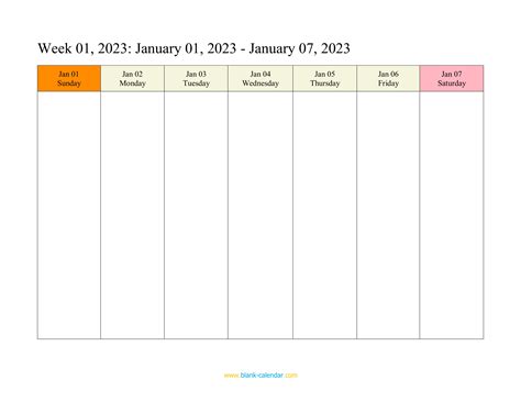 Weekly Calendar 2023 (WORD, EXCEL, PDF)