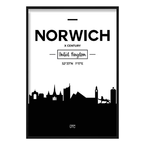 Norwich City Skyline Cityscape Print – Artze Wall Art