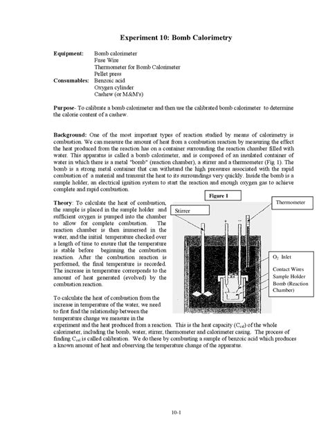 Bomb Calorimetry Lab Manual - Docsity