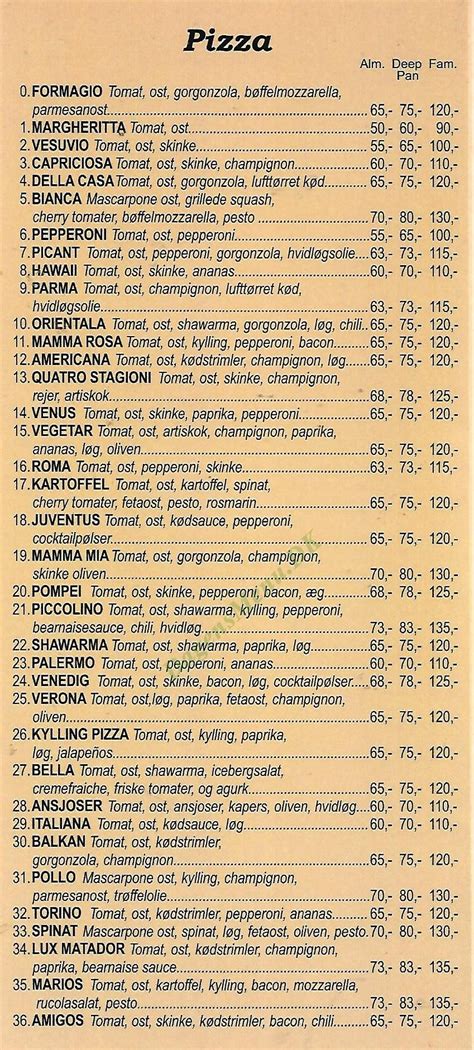 Bella Pizzeria København NV - Dagens Menu