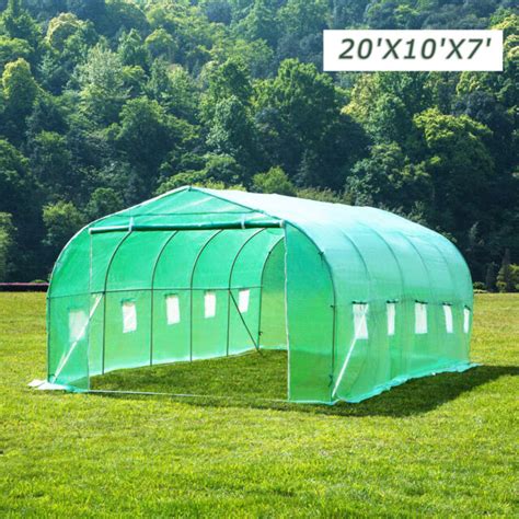 Super Huge 20'x10'X7' Greenhouse Walk-In Polytunnel Steel Frame Kit Pinnacle | eBay