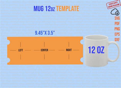 Mug 12oz Template Design 12 Ounce Sublimation Full Wrap | Etsy