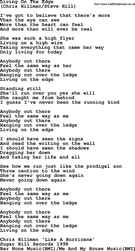 Living On The Edge, by The Byrds - lyrics with pdf