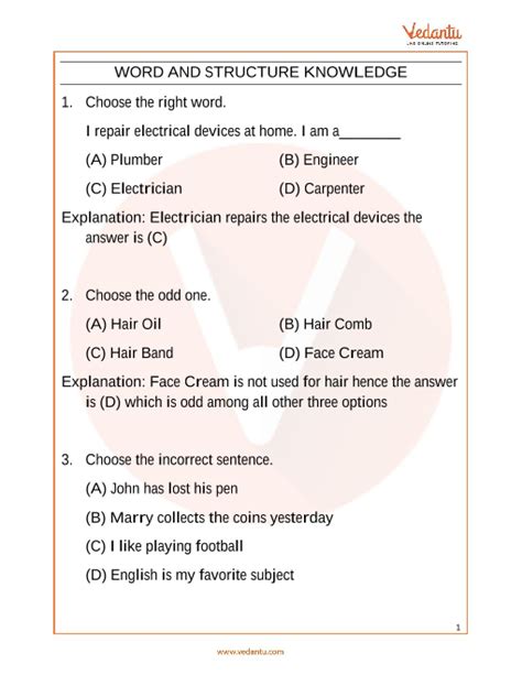 IEO English Sample Paper 2 for Class 4 with Solutions