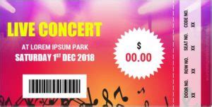 Concert Ticket Templates for MS Word | Download Editable