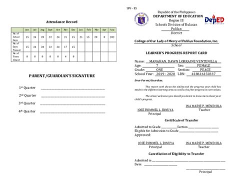 (DOC) SF9 ES REPORT CARD | Jian Carlo Castillo - Academia.edu