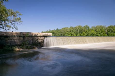 Waterfall over dam stock image. Image of potomac, long - 55073597