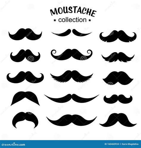 Set of Silhouette Mustache Icon Stock Vector - Illustration of black, cartoon: 160460934