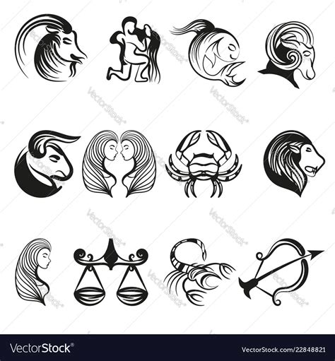 Zodiac signs in line art Royalty Free Vector Image