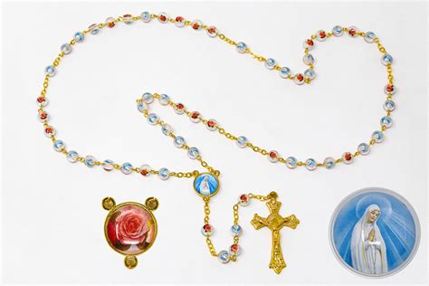 DIRECT FROM LOURDES - Glass Our Lady of Fatima Rosary Beads.