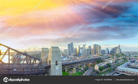 Sydney Harbour Bridge, aerial view at sunrise — Stock Photo © jovannig ...