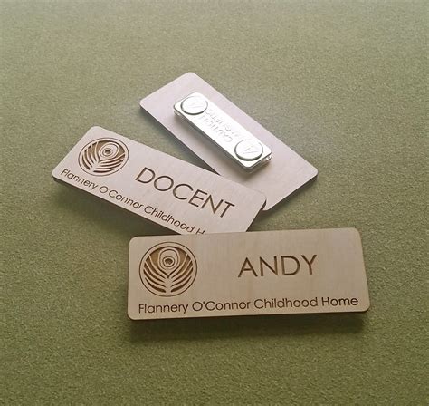 Custom Engraved Wood Name Badges | Name badges, Custom engraved gifts ...