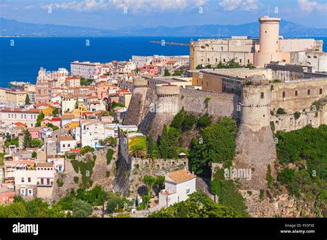 Landscape of old town Gaeta with ancient castle on hill, Italy Stock Photo - Alamy