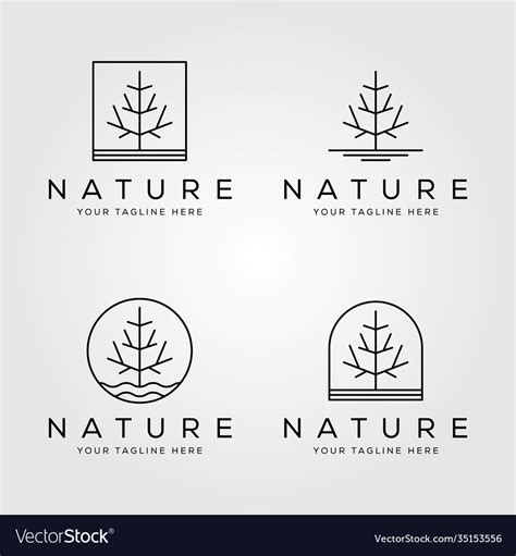 Line art pine tree logo minimalist design Vector Image