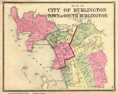 Burlington and South Burlington, Vermont 1869 Old Town Map Reprint - Chittenden Co. - OLD MAPS