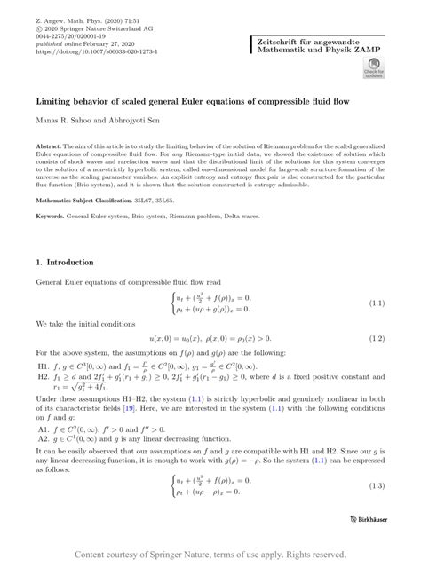 Limiting behavior of scaled general Euler equations of compressible ...