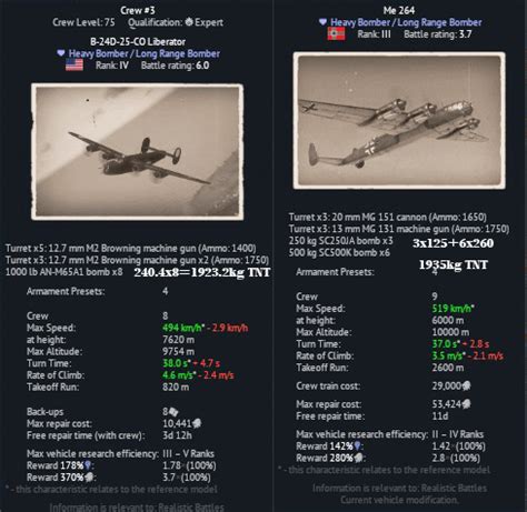 B-24 vs Me 264 (fully upgraded comparison) : r/Warthunder