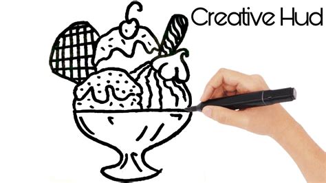 VERY EASY! HOW TO DRAW A ICE CREAM SUNDAE - YouTube