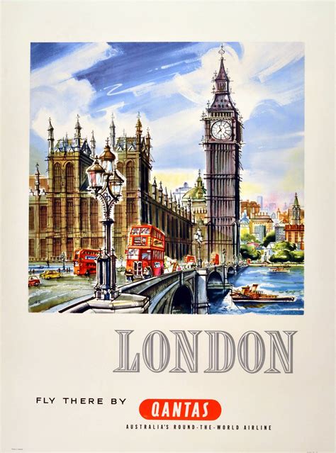 Original Vintage 1950s Travel Advertising Poster: London - Fly There By ...