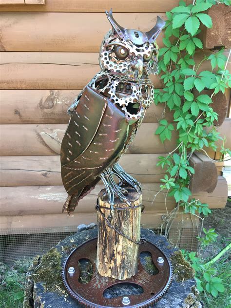 Great horned owl metal art sculpture | Metal art sculpture, Sculpture, Metal art