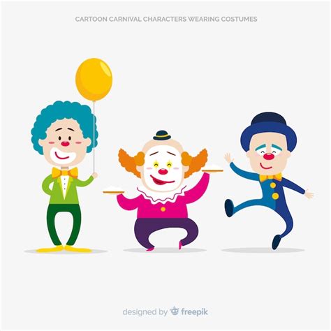 Cartoon carnival characters wearing costumes Vector | Free Download