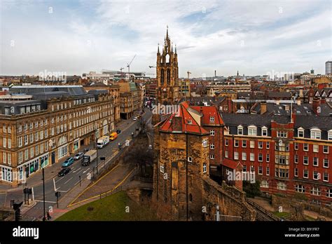 Newcastle-upon-Tyne city centre with St Nicholas Cathedral and Black ...