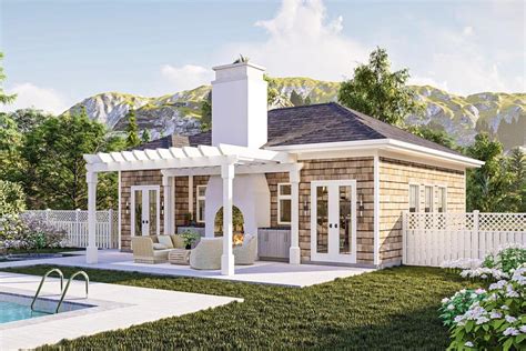 Cottage Style Pool House Plan - 623227DJ | Architectural Designs - House Plans