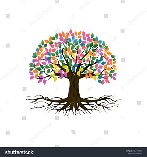 Vibrant Tree Logo Illustration Rainbow Leaves Stock Vector (Royalty ...