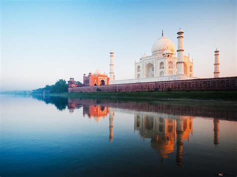 The Taj Mahal Sunset Scenic 2K wallpaper download