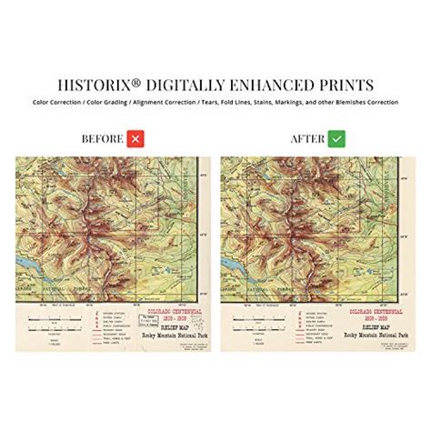 HISTORIX Vintage 1959 Rocky Mountain National Park Map - 18 x 24 Inch Vintage Map Wall Art ...