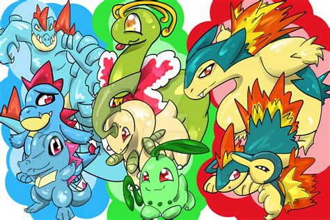 Johto Starters Poster by alienkittykun on DeviantArt