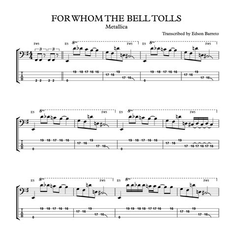 FOR WHOM THE BELL TOLLS (Metallica) Bass Transcription, Score & Tab Lesson - Edson Renato Vitti ...