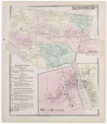 "Map of Newfield and West Buxton with directories for West and North Ne"