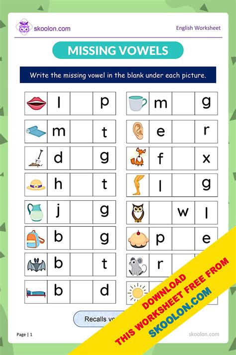 Vowels In English Worksheets Letter